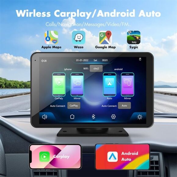 Eleacc Portable Wireless Carplay Car Stereo, 7 HD Touchscreen Cam - Picture 5 of 7